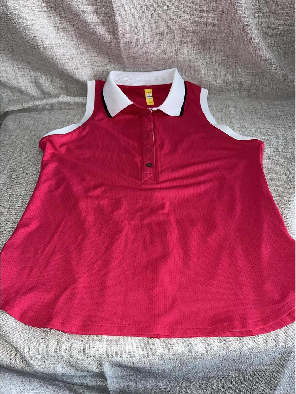 Lole Sleeveless Polo Pink / Magenta White L EUC